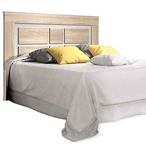 duehome HomeSouth - Cabezal para Cama de Matrimonio, cabecero Modelo Lara, Color Cambria y Blanco, Medidas: 160 cm (Ancho) x 119,3 cm (Alto) x 3,8 cm (Fondo)