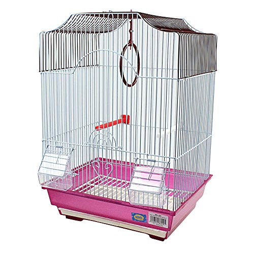 DZL Jaula para pajaros con comederos,Palos y Columpios (34.5X28X49.5CM) (Purpura) DZL Jaula para pajaros con comederos,Palos y Columpios (34.5X28X49.5CM) (Purpura)