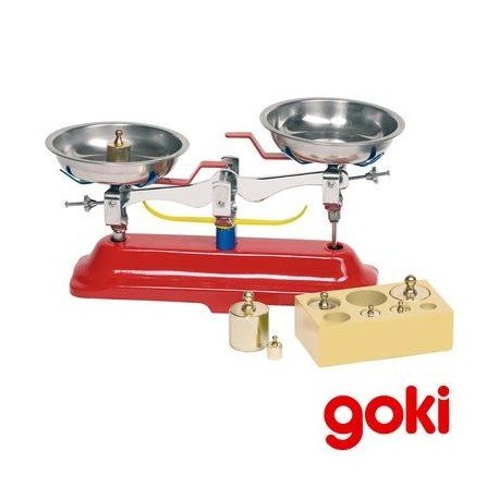 Goki BALANZA comercial de juguete con 2 platos fabricada en metal Indicado niños + de 5 años