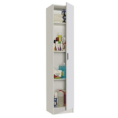 Habitdesign 007141O - Mueble Armario Multiusos, 1 Puerta, Color Blanco, Medidas: 37 cm (Largo) x 182 cm (Alto) x 37 cm (Fundo)