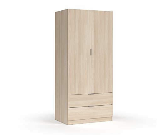 Habitdesign (00X222R - Armario de 2 Puertas y 2 cajones, Color Roble, Dimensiones 81 cm (Largo) x 180 cm (Alto) x 52 cm (Fondo) Habitdesign (00X222R - Armario de 2 Puertas y 2 cajones, Color Roble, Dimensiones 81 cm (Largo) x 180 cm (Alto) x 52 cm (Fondo)