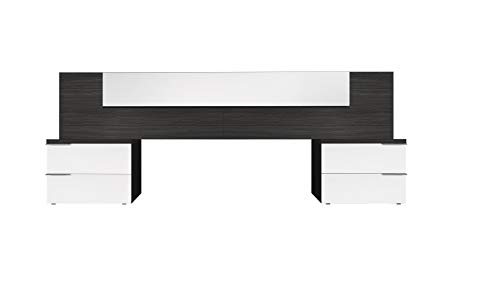 Habitdesign 016072G - Cabezal y mesitas, acabado Blanco Brillo y Gris Ceniza, medida 247 x 92 x 34cm Habitdesign 016072G - Cabezal y mesitas, acabado Blanco Brillo y Gris Ceniza, medida 247 x 92 x 34cm