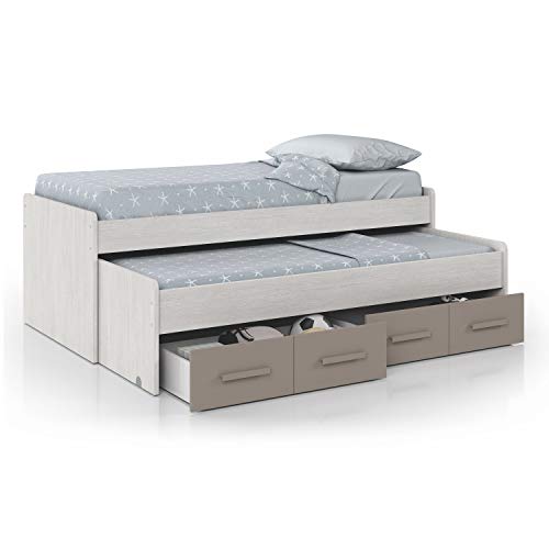 Habitdesign 1S7432Y - Cama Doble Juvenil 2 Camas y 2 cajones, Acabado Blanco Alpes y Basalto, Medidas 198 x 69 x 96 cm de Fondo Habitdesign 1S7432Y - Cama Doble Juvenil 2 Camas y 2 cajones, Acabado Blanco Alpes y Basalto, Medidas 198 x 69 x 96 cm de Fondo