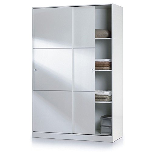 Habitdesign - Armario Dos Puertas correderas, Armario ropero Tres estantes, Medidas: 200 x 120 x 50 cm (Blanco) Habitdesign - Armario Dos Puertas correderas, Armario ropero Tres estantes, Medidas: 200 x 120 x 50 cm (Blanco)