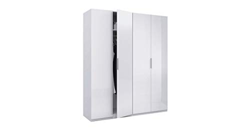 Habitdesign MAX054BO - Armario 4 puertas, color Blanco Brillo, medidas 200 x 180 x 52 cm de fondo