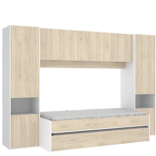 HABITMOBEL Cama Nido con Armario y altillo, Medidas; Ancho: 303 cm x Fondo: 92 cm x Alto: 203 cm HABITMOBEL Cama Nido con Armario y altillo, Medidas; Ancho: 303 cm x Fondo: 92 cm x Alto: 203 cm