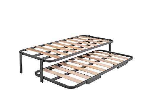 HOGAR 24 Cama Nido con 2 somieres Estructura Reforzada Doble Barra Superior + Patas, Acero, 90x190 cm HOGAR 24 Cama Nido con 2 somieres Estructura Reforzada Doble Barra Superior + Patas, Acero, 90x190 cm