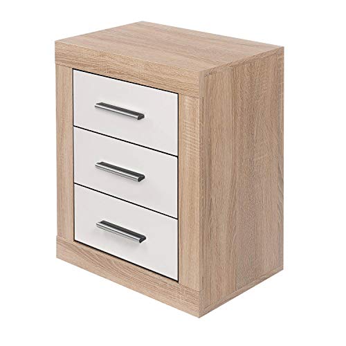 HomeSouth - Mesita de Noche, Mesilla Dormitorio Modelo Lara, Color Cambria y Blanco, Medidas: 50 cm (Ancho) x 60 cm (Alto) x 34,6 cm (Fondo) HomeSouth - Mesita de Noche, Mesilla Dormitorio Modelo Lara, Color Cambria y Blanco, Medidas: 50 cm (Ancho) x 60 cm (Alto) x 34,6 cm (Fondo)