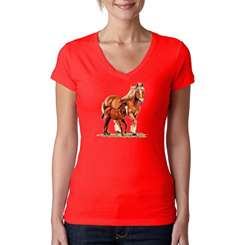 Im-Shirt Fun Girlie V de Cuello Camiseta – Diseño de Caballo – Yegua con Potro by en de Camiseta Rojo X-Large Im-Shirt Fun Girlie V de Cuello Camiseta – Diseño de Caballo – Yegua con Potro by en de Camiseta Rojo X-Large