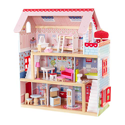 KidKraft-Chelsea Casa madera con muebles y accesorios incluidos, 3 pisos, para muñecas de 30 cm, multicolor, (65054) KidKraft-Chelsea Casa madera con muebles y accesorios incluidos, 3 pisos, para muñecas de 30 cm, multicolor, (65054)