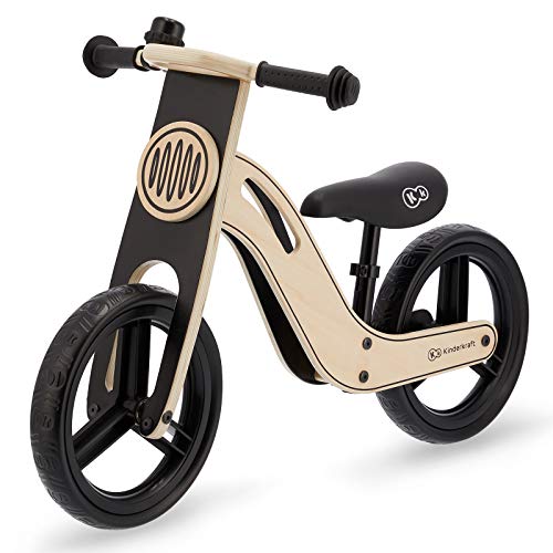 Kinderkraft Bicicleta sin Pedales UNIQ, Ultraligera, de Madera, 2+ Años, Negro