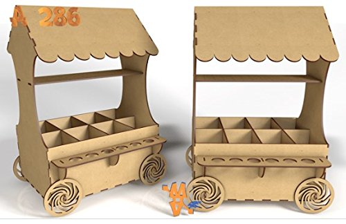 Kit para hacer carrito de chuches de madera DM para candy bar mesa dulce. Medidas:45cm de alto x 30 cm de ancho x 25 cm de fondo Kit para hacer carrito de chuches de madera DM para candy bar mesa dulce. Medidas:45cm de alto x 30 cm de ancho x 25 cm de fondo