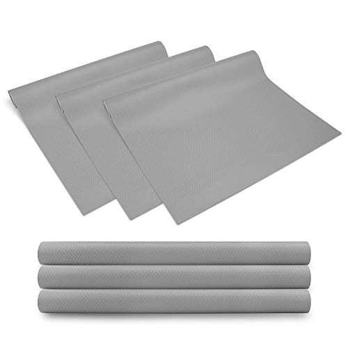 KONKY 3 Rollos EVA Protector Antideslizante Cocina, Estantes el gabinete Estera Cuttable, Impermeable Estera del refrigerador, Forro de cajón Reutilizable, 45 * 150cm, Gris KONKY 3 Rollos EVA Protector Antideslizante Cocina, Estantes el gabinete Estera Cuttable, Impermeable Estera del refrigerador, Forro de cajón Reutilizable, 45 * 150cm, Gris