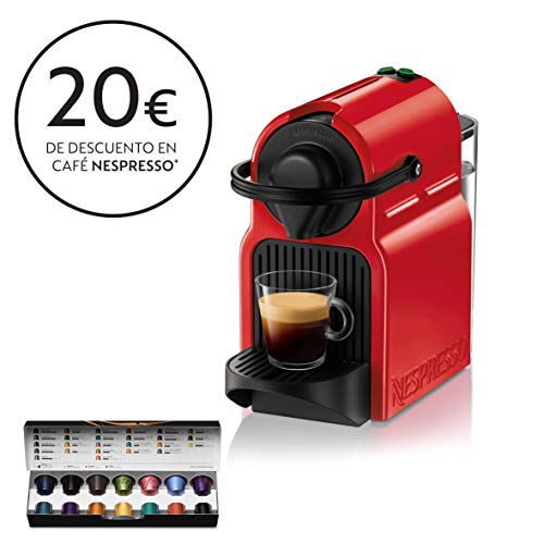 Krups XN1005 Nespresso Inissia - Cafetera monodosis de cápsulas Nespresso, 19 bares, apagado automático, Color Rojo