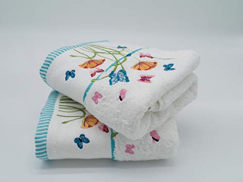 Lex's Linens - Juego de 2 toallas de mano con diseño de mariposas Lex's Linens - Juego de 2 toallas de mano con diseño de mariposas