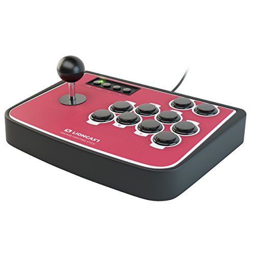 Lioncast Arcade Fightstick Palanca de Mando Controlador con Botones programables, Sanwa, Turbo/Modo rápido y Base de Goma para PC/Sony Playstation (PS2, PS3)