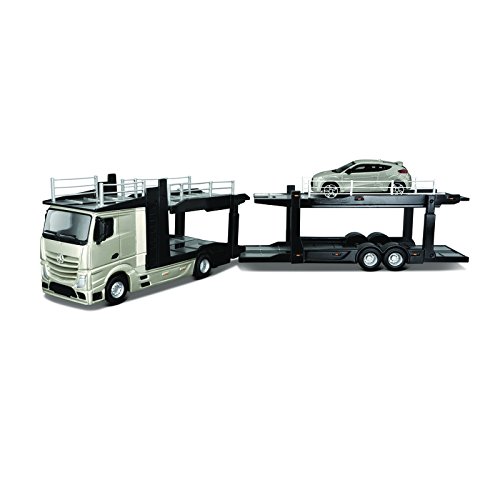 Mercedes-Modelo a Escala 1:43 Benz Actros multicarrier con un Coche Adicional en la Parte Trasera, Multicolor, (TOBAR 31456)