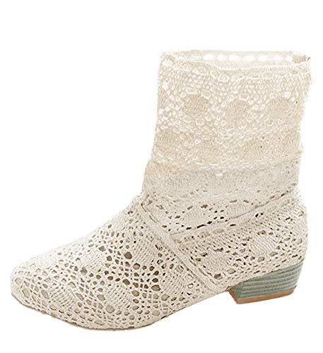 Minetom Mujer Verano Otoño Sandalias de Cuña Platform Tobillo Boots Respirable Encaje Hueco Redonda Toe Zapatos Botas Blanco EU 38 Minetom Mujer Verano Otoño Sandalias de Cuña Platform Tobillo Boots Respirable Encaje Hueco Redonda Toe Zapatos Botas Blanco EU 38