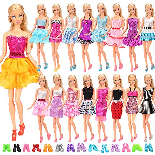 Miunana mucho 22 ARTICULOS: 12 Piezas Vestido Fashion Falda Mini Fiesta Ropas Casual + 10 Zapatos Accesorios como Regalo Estilo al Azar para 11.5 Pulgada 30CM Muñeca