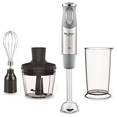 Moulinex QuickChef DD655D Batidora de Mano de 1000 W, con Regulador de 10 Velocidad Turbo con 2 Accesorios para Picar y para Montar y Vaso Medidor, Cúpula Antisalpicaduras, Acero Moulinex QuickChef DD655D Batidora de Mano de 1000 W, con Regulador de 10 Velocidad Turbo con 2 Accesorios para Picar y para Montar y Vaso Medidor, Cúpula Antisalpicaduras, Acero