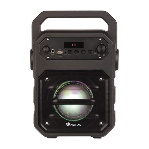 NGS Roller Drum - Altavoz Bluetooth portátil de 20W, inalámbrico (Radio FM, Entrada de Audio USB/SD, Entrada Auxiliar de Audio, autonomía 3 Horas) Color Negro