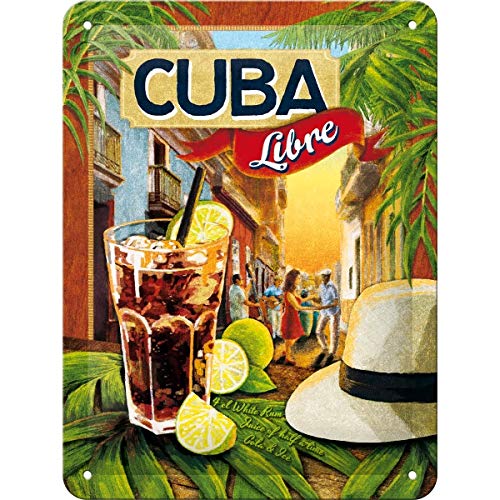Nostalgic-Art - Placa metálica Decorativa (15 x 20 cm), diseño Cuba Libre