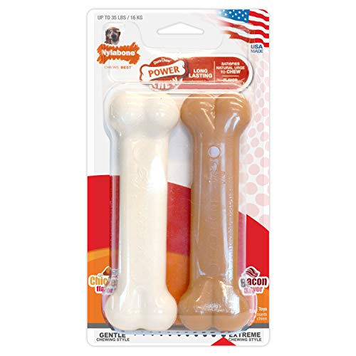 Nylabone - Juego de 2 Juguetes para Masticar Resistentes para Perros, con Sabor Nylabone - Juego de 2 Juguetes para Masticar Resistentes para Perros, con Sabor