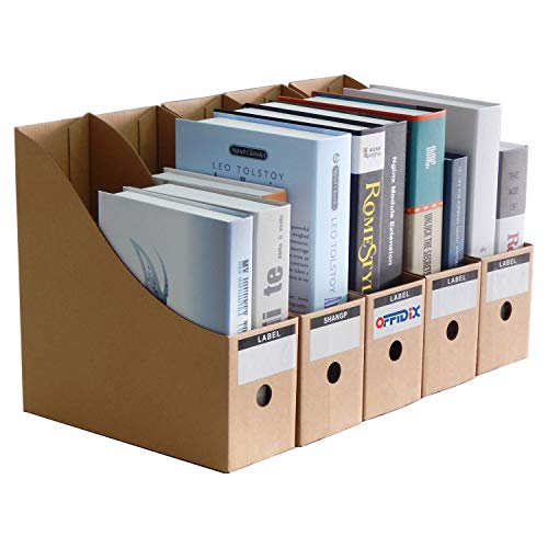 OFFIDIX Oficina 5 niveles Caja de almacenamiento de escritorio de papel Kraft A4 Organizador de papel de soporte de documentos para oficina en casa Caja de almacenamiento de archivos de papel DIY