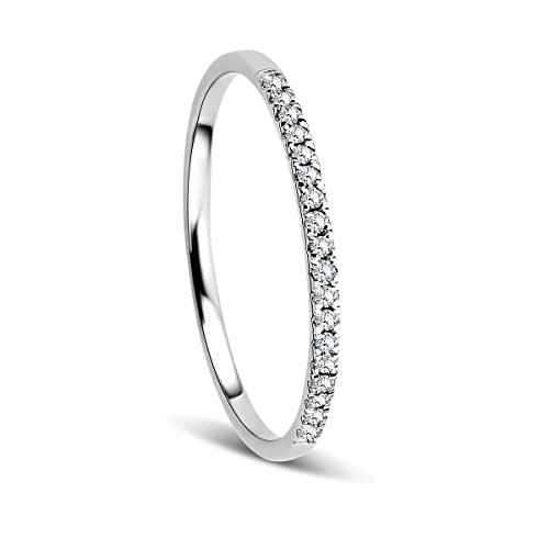 Orovi Anillo Señora compromiso/aniversario en Oro Blanco con Diamantes Talla Brillante 0.08 ct Oro 9 Kt / 375 Orovi Anillo Señora compromiso/aniversario en Oro Blanco con Diamantes Talla Brillante 0.08 ct Oro 9 Kt / 375