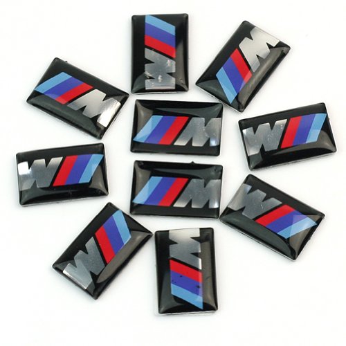 Pinzhi - 10x 3D Pegatina para Coche BMW M3 M5 M6 Auto Adhesivo Emblema Llantas Volante