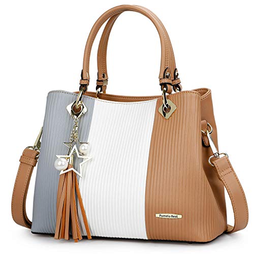 Pomelo Best Bolsos de Mujer, Bolso Señora Tote Multicolor Rayas PU Cuero Con Flecos Bolso Hombro Bolso Shopper perfecto para Trabajo, Diario Vida, Navidad y Fiesta ect Pomelo Best Bolsos de Mujer, Bolso Señora Tote Multicolor Rayas PU Cuero Con Flecos Bolso Hombro Bolso Shopper perfecto para Trabajo, Diario Vida, Navidad y Fiesta ect
