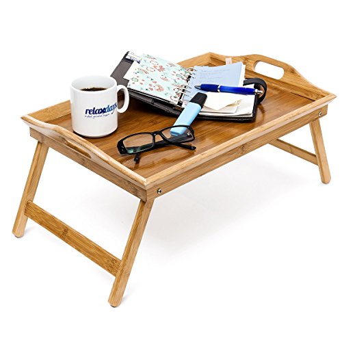 Relaxdays Bandeja, Doble función, Mesa de Desayuno, Patas desplegables, bambú, Borde Alto Relaxdays Bandeja, Doble función, Mesa de Desayuno, Patas desplegables, bambú, Borde Alto