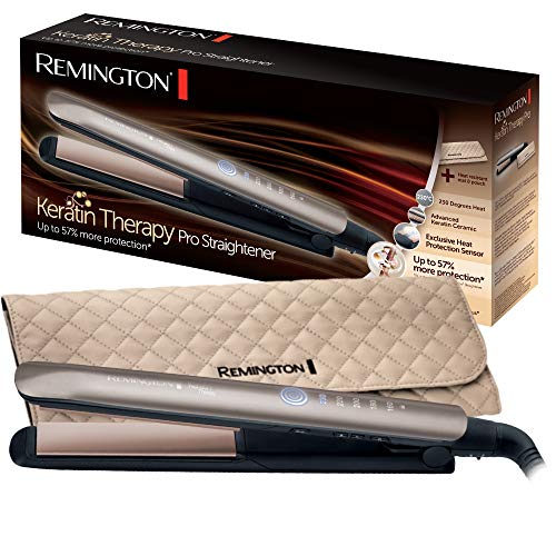 Remington Keratin Therapy Pro S8590 - Plancha de Pelo Profesional, Cerámica, Digital, Keratina, Aceite Almendras, Color Bronce