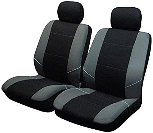 Sakura SS3633 - Juego de fundas para asientos delanteros de coche, color negro y gris, 2 Piezas Sakura SS3633 - Juego de fundas para asientos delanteros de coche, color negro y gris, 2 Piezas