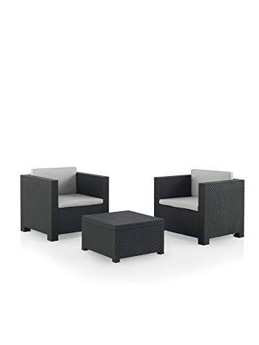 Shaf Conjunto Set Muebles de jardín y terraza Diva à Tête | Color Incluye una Mesa + sofá 2 plazas, Gris Antracita, 80x60x73 cm Shaf Conjunto Set Muebles de jardín y terraza Diva à Tête | Color Incluye una Mesa + sofá 2 plazas, Gris Antracita, 80x60x73 cm