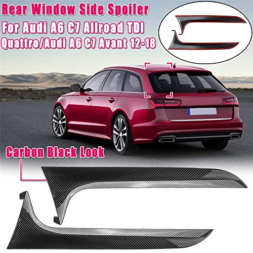 Super Eight Alerón Negro de la Ventana Trasera del alerón Lateral Spoiler Canard Canards Splitter para Audi A6 C7 Allroad TDI Quattro para Avant 2012-18,Carbon Black Look