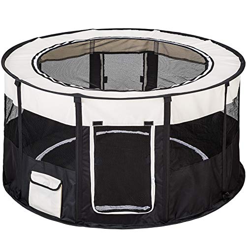 TecTake Parque para Perro Cachorros Corralito Jugar Animales Mascotas Plegable 114 x 60,5 cm (diámetro x Alto) (Negro | no. 402438)