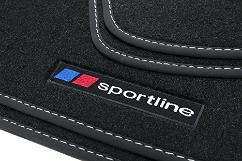 teileplus24 F651-FBA Juego de Alfombrillas SPORTLINE con Ribeteado y Puntadas de Adorno