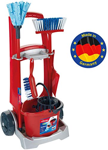 Theo Klein- Klein Cleaning Trolley Vileda Carro De Limpieza, Juguette, Color rojo (6741)