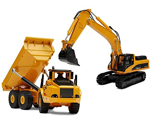 Top Race 2 en 1 diecast Metal Excavadora y Camión volquete Freewheeler Boys Construction Toys. TR-111D / 112D Top Race 2 en 1 diecast Metal Excavadora y Camión volquete Freewheeler Boys Construction Toys. TR-111D / 112D