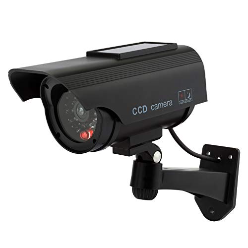 TOROTON Cámara Falsa Dummy Cámara con Energía Solar de Seguridad LED Parpadeante Sistema de Vigilancia Cámara Simulada CCTV