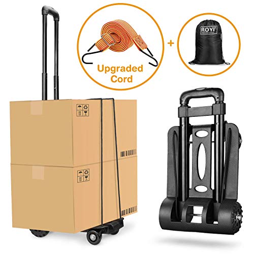 Wilbest® Carretilla Plegable, Carritos Porta Equipajes con 4 Ruedas Carga Máxima 70 kg/165 lbs - Después de Plegar se Puede Poner en la Mochila - Negro Wilbest® Carretilla Plegable, Carritos Porta Equipajes con 4 Ruedas Carga Máxima 70 kg/165 lbs - Después de Plegar se Puede Poner en la Mochila - Negro