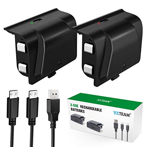 Xbox One - Batería Recargable para Xbox One (2 x 1200 mAh, Cable Micro USB de 4 pies y indicador de Carga LED para Mando inalámbrico Xbox One/S/X/Elite)