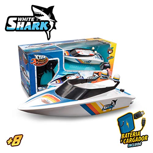 Xtrem Raiders White Shark, radiocontrol, Lancha Agua, teledirigido Alta Velocidad, Juguete para niños, Barco RC (World Brands XT580759)