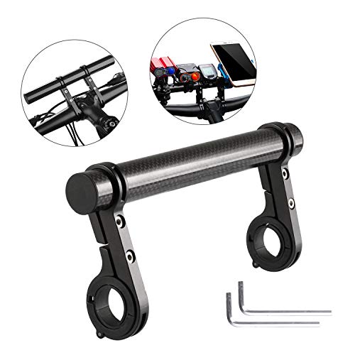 Yizhet Soporte Manillar Bicicleta Extensor de Manillar para Bici Soporte de Extensión con Abrazaderas Dobles,Soporte para Luz de Bicicleta MTB, GPS, Teléfono, Velocímetro (Negro) (Aluminum Alloy)