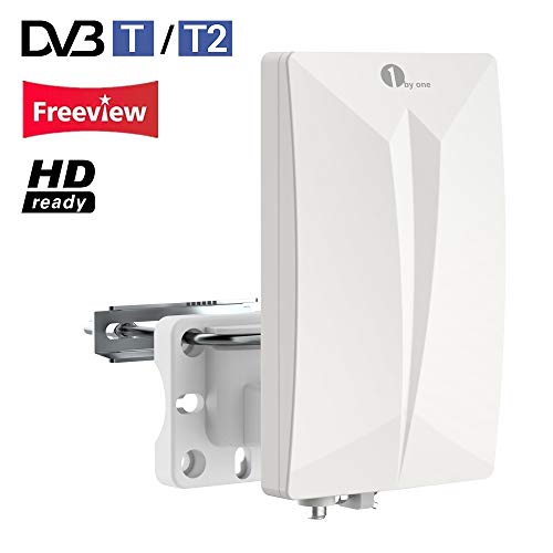 1Byone Antena TV TDT Interior / Exterior para HDTV /Televisión DVB-T / DVB-T2 / receptor, VHF/UHF/FM, 4G LTE Fliter antirreflejos, revestimiento UV, resistente al agua y bündiges Diseño 1Byone Antena TV TDT Interior / Exterior para HDTV /Televisión DVB-T / DVB-T2 / receptor, VHF/UHF/FM, 4G LTE Fliter antirreflejos, revestimiento UV, resistente al agua y bündiges Diseño