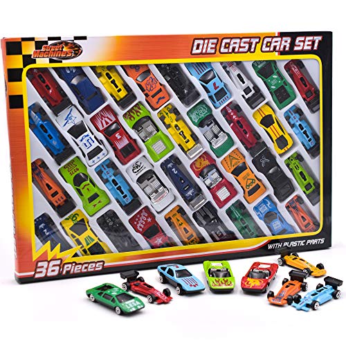 36 PC DIE CAST CAR MODEL SET F1 CONVERTIBLE RACING CARS KIDS TOY PLAY SET 015930