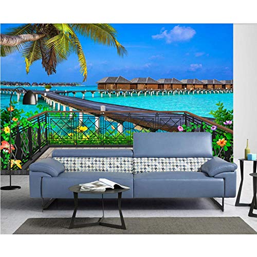 3D Murales Papel Pintado Pared Calcomanías Decoraciones Chalet Con Balcón Y Vistas Al Mar. Habitación Infantil Art Déco(W)140x(H)100cm 3D Murales Papel Pintado Pared Calcomanías Decoraciones Chalet Con Balcón Y Vistas Al Mar. Habitación Infantil Art Déco(W)140x(H)100cm
