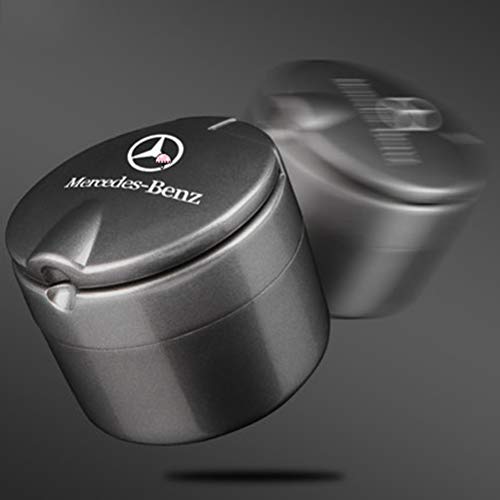 6P6 Mercedes-Benz Cenicero Nueva Clase C GLC260L E300L con La Tapa del Coche De Múltiples Funciones del Interior del Coche Cenicero Actualiza Aleación Estilo,Gris