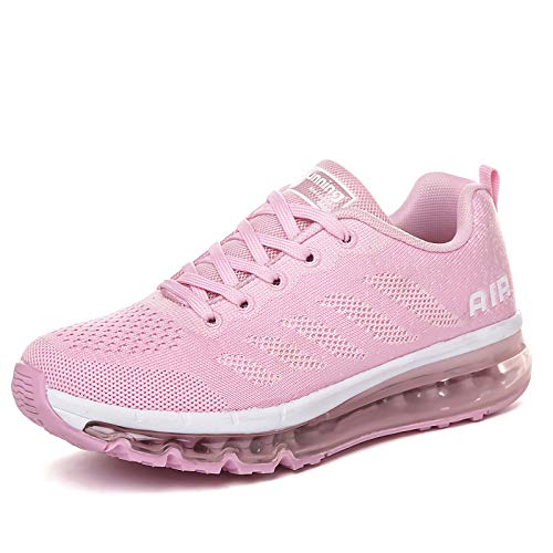Air Zapatillas de Running para Hombre Mujer Zapatos para Correr y Asfalto Aire Libre y Deportes Calzado Unisexo Pink 37